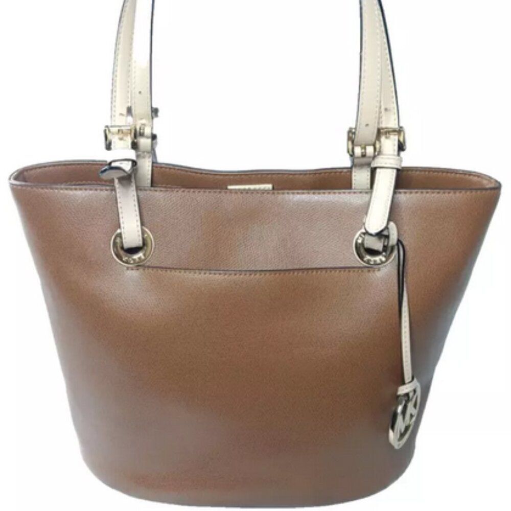 Michael Kors Jet Set Leather Tote Bag Medium Luggage Brown Handbag - Picture 9 of 12
